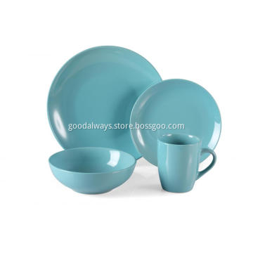 16 Piece Stoneware Dinner Set Teal Color
